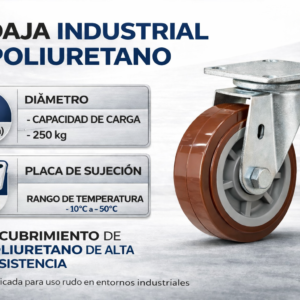 rodaja giratoria 4x2 poliuretano hi tech vino