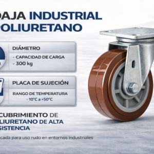 rodaja giratoria 5x2 poliuretano hi tech